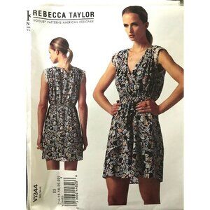 Sewing Pattern Vogue V1344 Rebecca Taylor Misses Mock Wrap Dress 14-22 UC